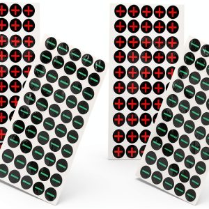 Veemoon 4sheets Battery Label Stickers Plus Minus Symbol Stickers Electrical Polarity Signs Safety Sign Decals-0