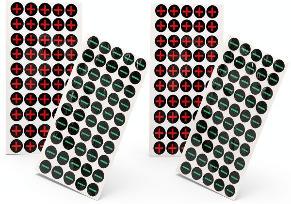 Veemoon 4sheets Battery Label Stickers Plus Minus Symbol Stickers Electrical Polarity Signs Safety Sign Decals-0