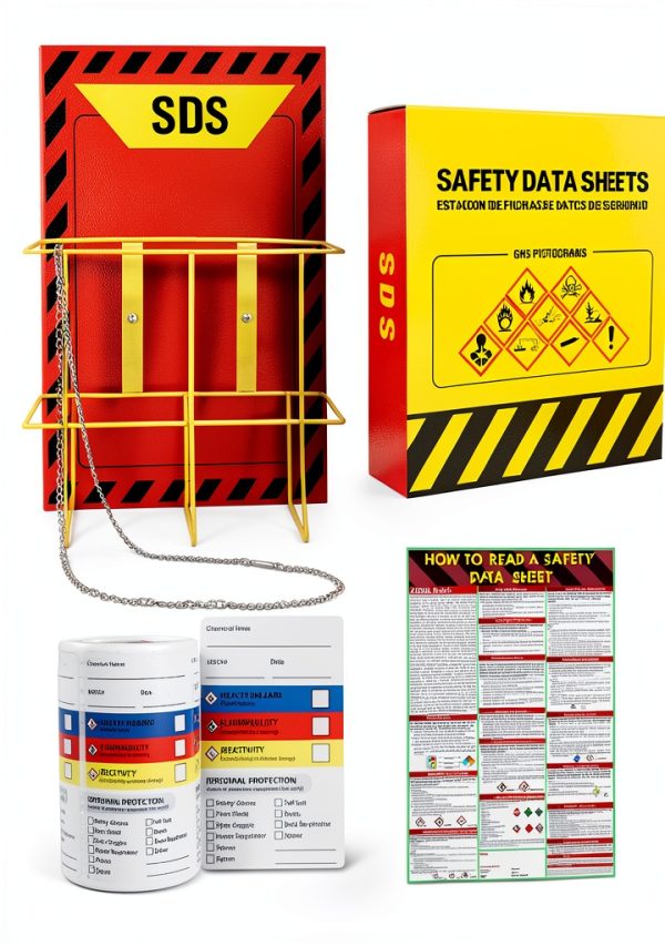 MSDS SDS Binder Lontcs Yellow 3 Inch Heavy Duty Wall Station Rack-0