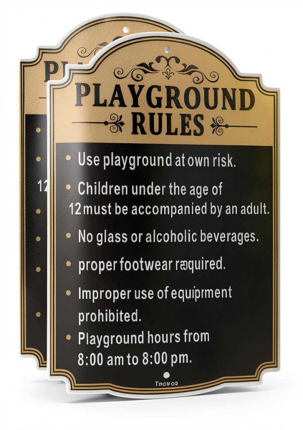 PLAYGROUND RULES，playground signs,kids,children adult Safety Traffic Sign,12 x 18 Inches Metal Reflective Sturdy Rust Aluminum Weatherproof Easy to Install Outdoor，2 Pack-0