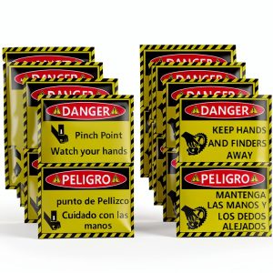 10Pcs Bilingual Danger Pinch Point Watch Your Hands Stickers and Keep Hands And Fingers Away Stickers 5x3.5 inch Warning Labels Safety Label Decals Danger Warning Sign Sticker for Workplace-0