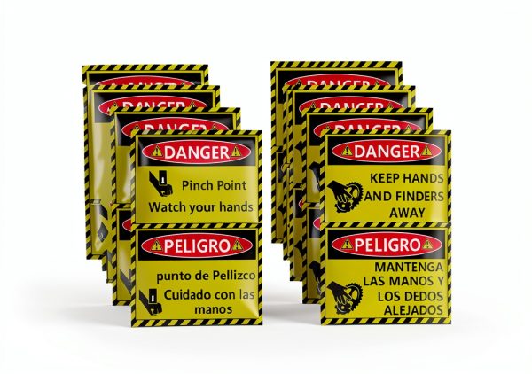 10Pcs Bilingual Danger Pinch Point Watch Your Hands Stickers and Keep Hands And Fingers Away Stickers 5x3.5 inch Warning Labels Safety Label Decals Danger Warning Sign Sticker for Workplace-0