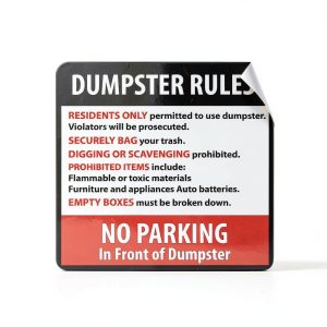 Dumpster Rules Residents Only Violators Will Be Prosecuted Decal 12x12-0