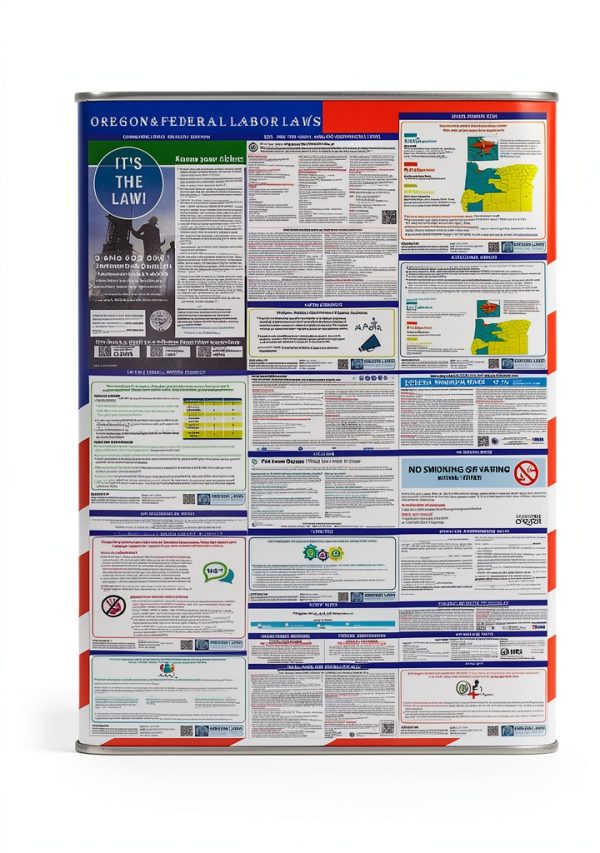 2026 Oregon State and Federal Labor Laws Poster – OSHA Compliant Laminated 24" x 36" English and Spanish Bundle 2 Pack Folded-3