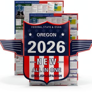 2026 Oregon State and Federal Labor Laws Poster – OSHA Compliant Laminated 24" x 36" English and Spanish Bundle 2 Pack Folded-0