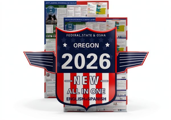 2026 Oregon State and Federal Labor Laws Poster – OSHA Compliant Laminated 24" x 36" English and Spanish Bundle 2 Pack Folded-0